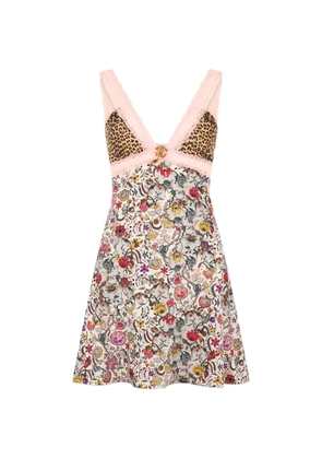 Roberto Cavalli animal print lace dress - White