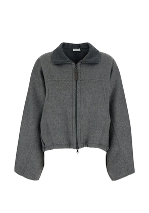 Brunello Cucinelli Monili-embellished zip-up jacket - Grey