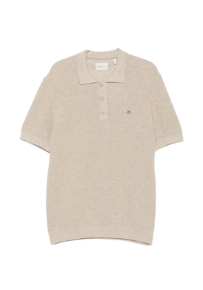 Gant logo-embroidered polo shirt - Neutrals