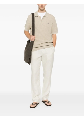 Gant logo-embroidered polo shirt - Neutrals