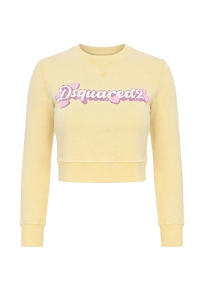 DSQUARED2 logo-print cropped sweatshirt - Yellow