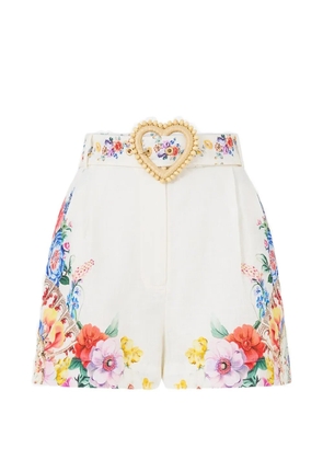 Camilla Tuck Front belted floral-print shorts - White
