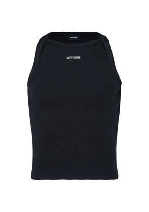 We11done logo-print ribbed top - Black