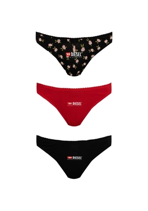 Diesel Punchy-D-Core logo-print cotton thongs (pack of three) - Black