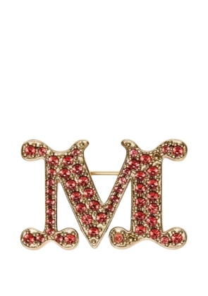 Max Mara crystal-embellished logo-plaque brooch - Gold
