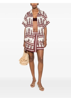Johanna Ortiz Roots pattern mini skirt - Neutrals