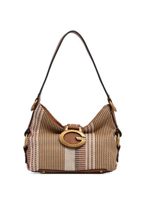 GUESS USA Camdem striped logo-plaque shoulder bag - Brown