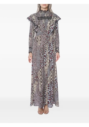 One Teaspoon animal-print ruffled maxi dress - Blue