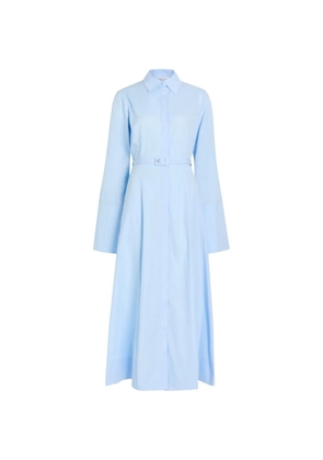 Gabriela Hearst belted long-sleeve shirt dress - Blue