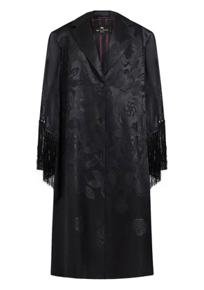 ETRO fringe-detail jacquard coat - Black