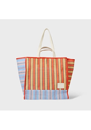 Paul Smith Blue and Red 'Pool Smith Stripe' Tote Bag Orange