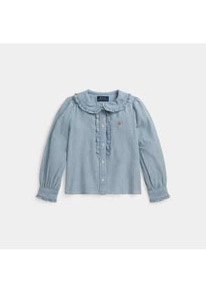 Cotton Chambray Ruffled Top
