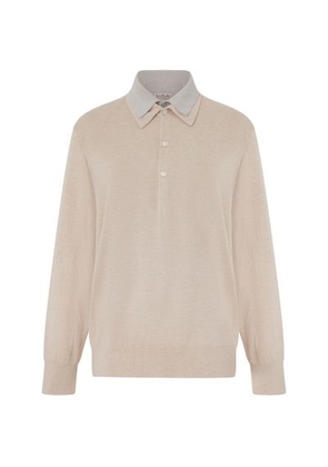 Layered silk knit polo shirt