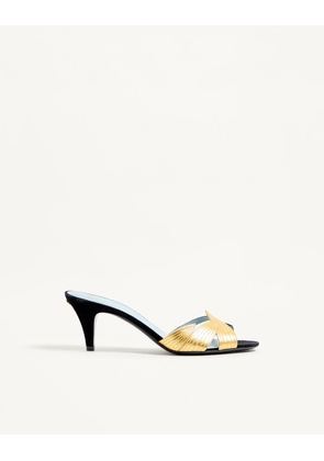 Valentino Garavani Foliefoliage Suede Sandal 85mm Woman BLACK/GOLD 35