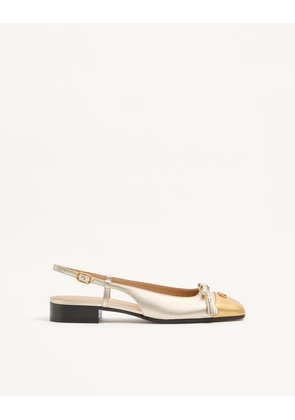 Valentino Garavani Valet Du Roi Laminated Nappa Slingback Ballerina 25mm Woman PLATINUM/GOLD 36