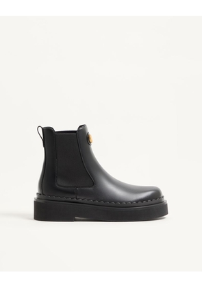Valentino Garavani VLogo Signature Chelsea Ankle Boot in Calfskin 45mm Woman BLACK 36