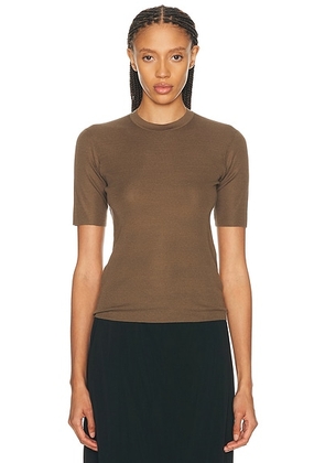 The Row Ozzi Top in Nut Brown - Brown. Size L (also in S, XS, M).