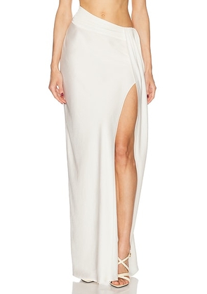 Lapointe Lightweight Satin Asymmetric Skirt in Cream - White. Size 8 (also in ).