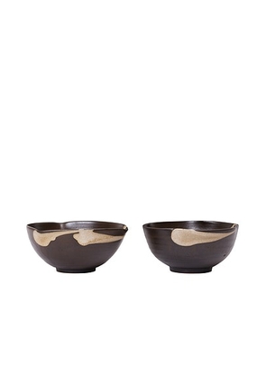 Ferm Living Koyo Bowls Set Of 2 in Dark Brown & Buff - Brown. Size all.