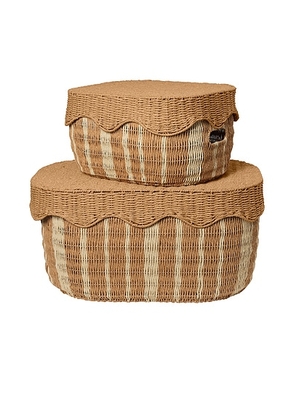 Ferm Living Rivan Storage Baskets Set Of 2 in Natural & Off White - Neutral. Size all.