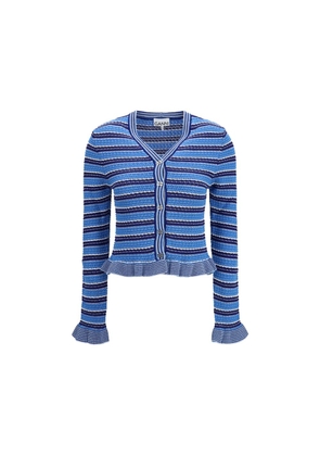 Ganni Blue Cotton Cardigan - M