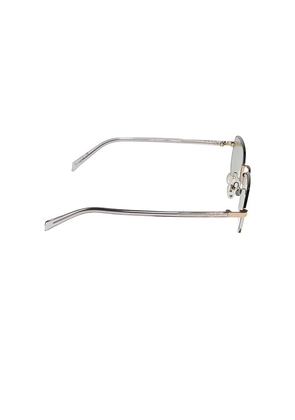 DIFF EYEWEAR X Rachael Kirkconnell Metal Rectangle Sunglasses in Metallic Silver.