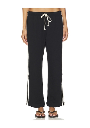 DONNI. The Eco-Terry Stripe Crop Pant in Black. Size XXS. Also in XS, S, M, L.