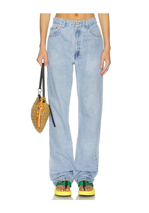 aligrace Signature Baggy Straight Leg Jean in Blue. Size 26. Also in 27, 31.