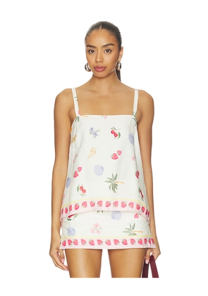 Amanda Uprichard Keyshia Top in Ivory,Pink. Size XS. Also in S, M, L, XL.