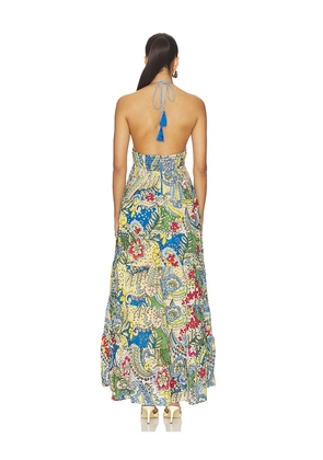Alice + Olivia Adalyn Halter Maxi Dress in Blue,Green. Size 0. Also in 4, 6, 10, 12.