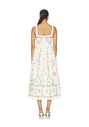Agua by Agua Bendita Barbara Midi Dress in Cream. Size XS. Also in S, M, L, XL.