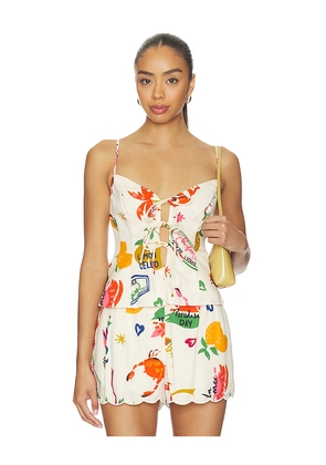 ASTR the Label Alma Top in White,Orange. Size XS. Also in S, M, L, XL.