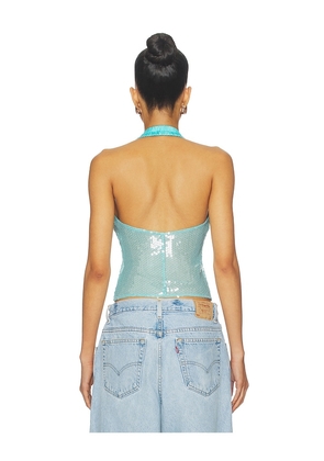 Free People x REVOLVE Dance Til Dawn Halter Top In Capri in Baby Blue. Size M. Also in XS, S.