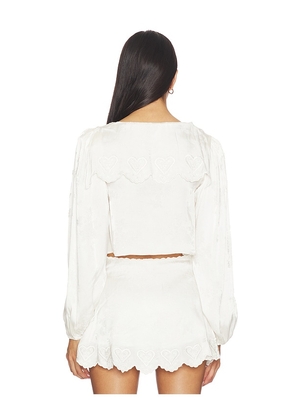 For Love & Lemons Locked Hearts Top in White. Size XS. Also in S, M, L, XL.