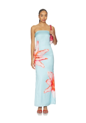 MORE TO COME Lyza Strapless Maxi Dress in Baby Blue. Size XXS. Also in XS, S, M, L, XL.