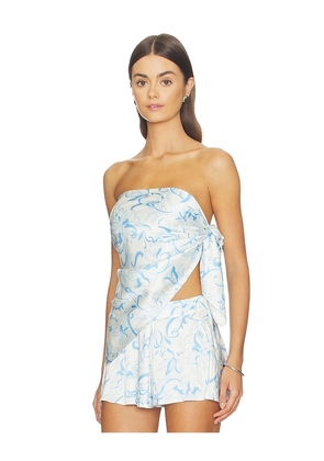 Lovers and Friends Alva Scarf Top in Blue.