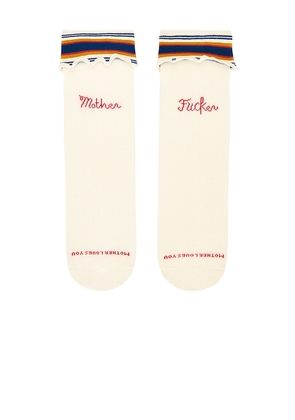 MOTHER The Fold Please Socks in White.