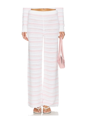 LoveShackFancy Clarabeth Pants in Pink,White. Size XXS. Also in XS, S, M, L, XL.