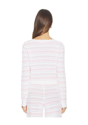 LoveShackFancy Dessa Cardigan in Pink,White. Size XXS. Also in XS, S, M, XL.