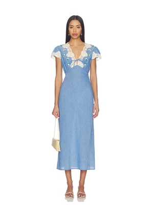 RIXO Amari Dress in Blue. Size XS. Also in S, M, XL.