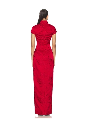 SAU LEE Isabella Embroidered Gown in Red. Size 00. Also in 2, 4, 6, 8.