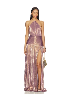 retrofete Thalia Dress in Metallic Gold,Purple. Size XS. Also in S, XXS, M, L, XL.