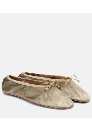 The Row Round velvet ballet flats