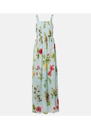 Oscar de la Renta Belted floral voile maxi dress