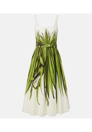 Oscar de la Renta Printed cotton-blend poplin midi dress