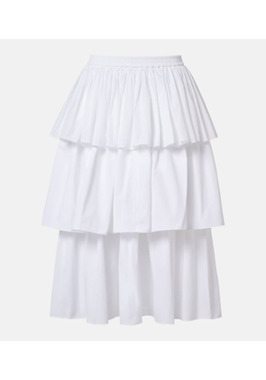 Alaia Ruffled tiered cotton midi skirt