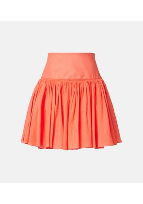 Alaia Gathered cotton and linen miniskirt