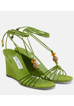 Jimmy Choo Lola embellished suede wedge sandals