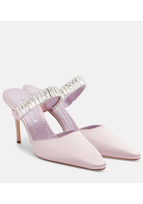 Manolo Blahnik Zumbon embellished satin mules