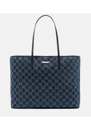 Gucci Essence Large leather-trimmed denim tote bag